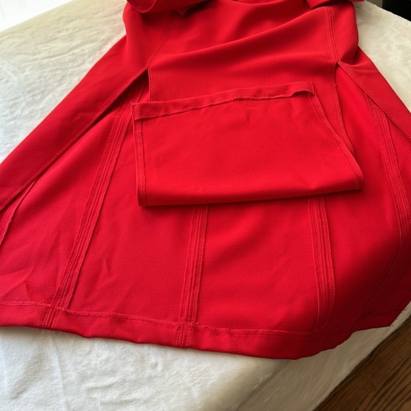 ZARA Red MIDI Dress Column Front Slit Pencil Career Holidays, Size XS - Picture 4 of 16